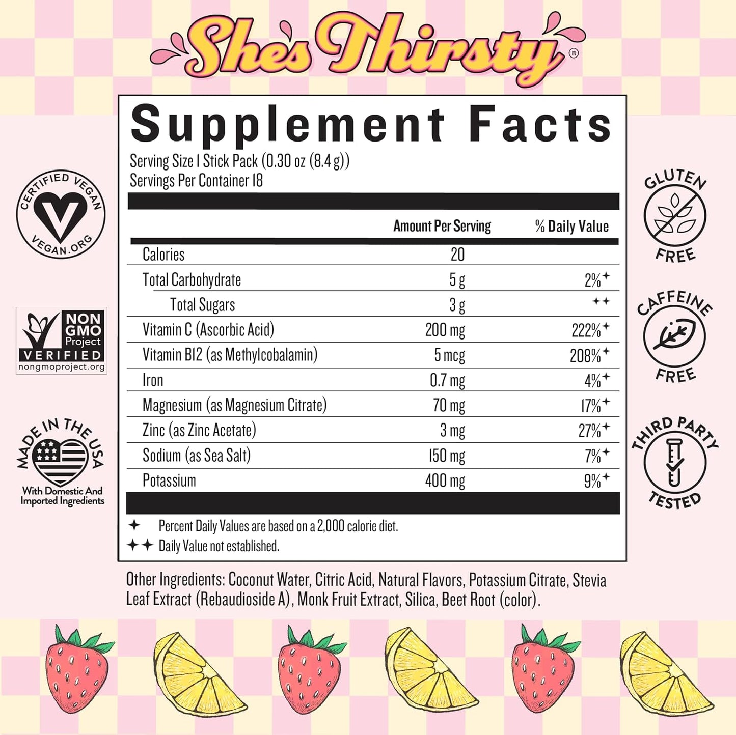 Legendairy Milk She’s Thirsty – Strawberry Lemonade, Hydration Packets