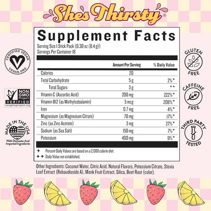 Legendairy Milk She’s Thirsty – Strawberry Lemonade, Hydration Packets