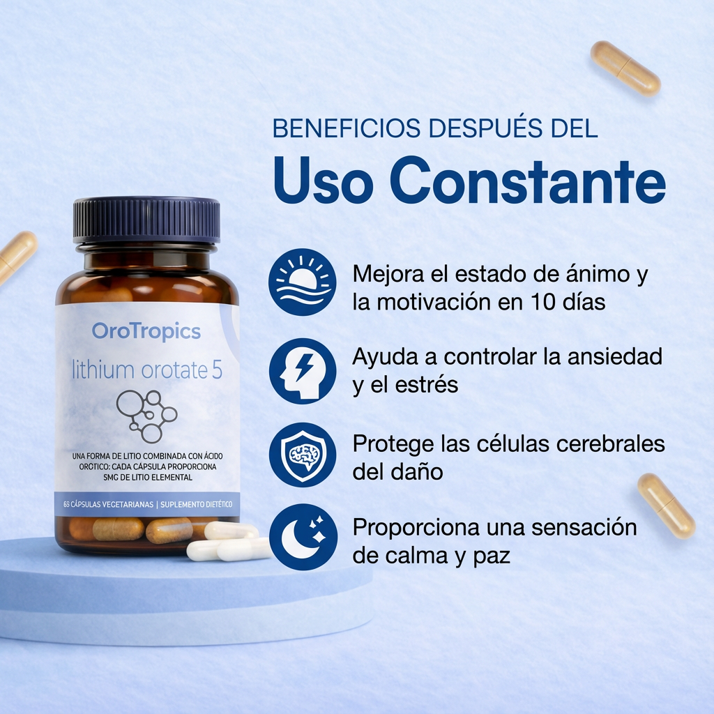 Nuevas Cápsulas para el Ánimo, Estrés y Ansiedad | 10 mg de Orotato de Litio